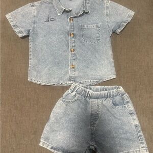 SHEIN Blue Denim Kids Matching Set Size 4
